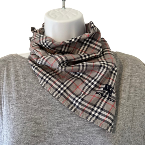 Burberry Accessories - Burberry Gray Check Handkerchief Pocket Square Bandana Scarf